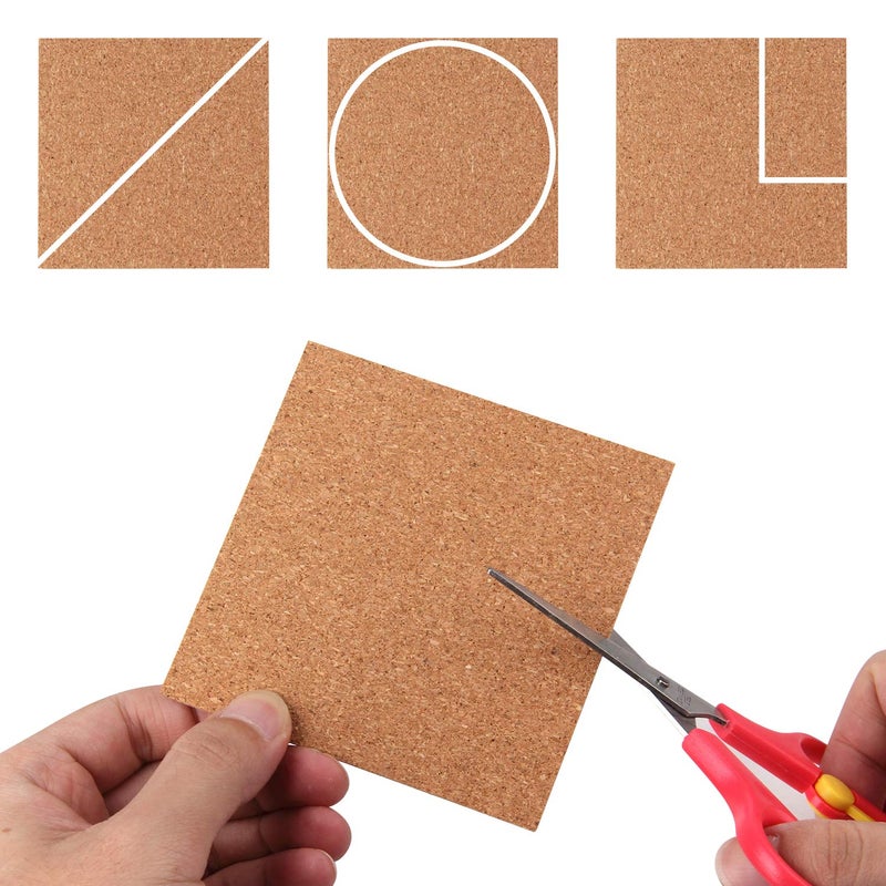 Arroyner 110 Pack Self Adhesive Cork Squares and Round DIY Adhesive Cork Board for Coasters and DIY Crafts - Image 5